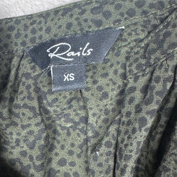 Rails Jasmine Olive Speckled Tiered Button Front Mini Boho Green Dress Size XS - Picture 15 of 16